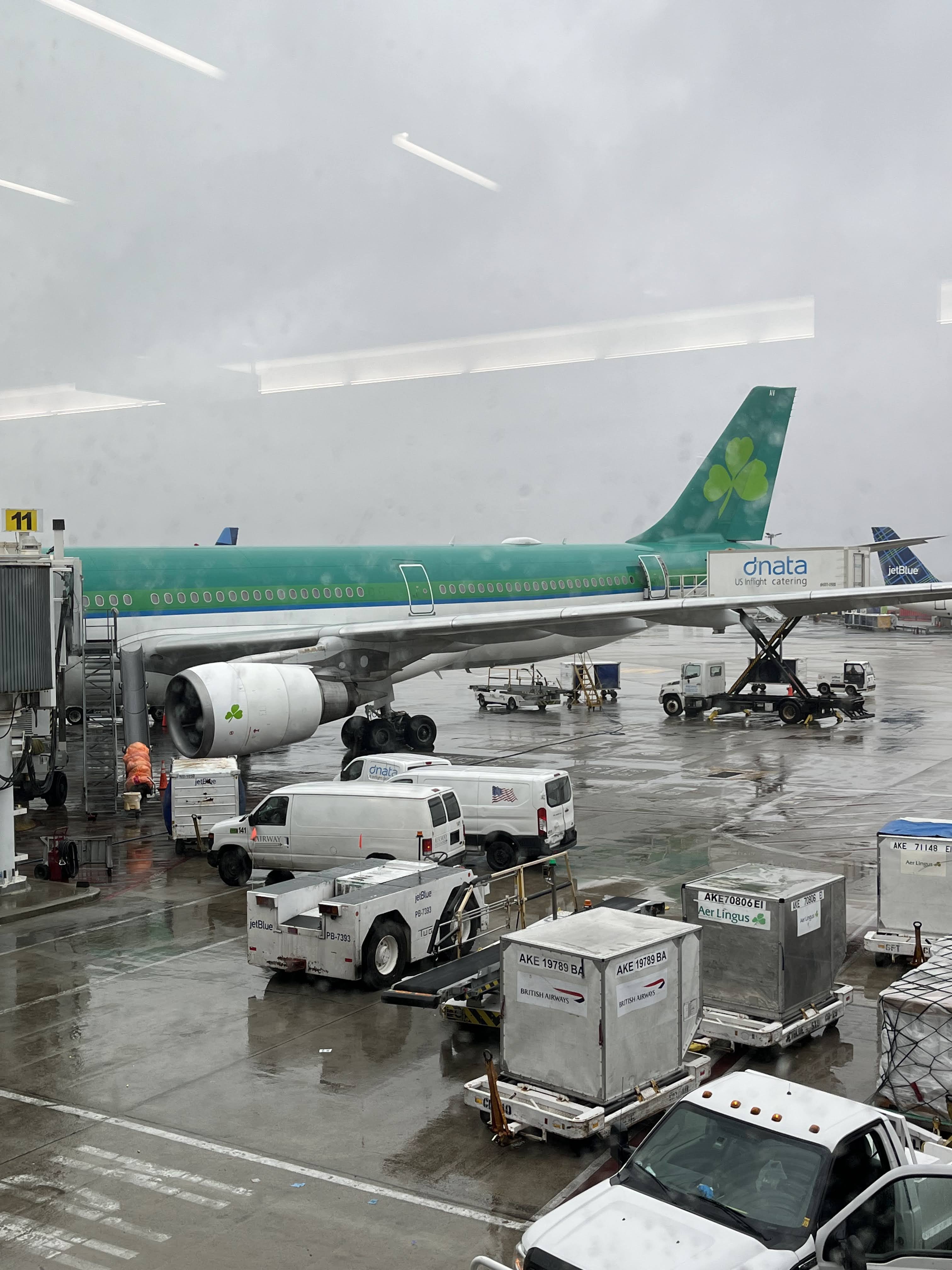 Aer Lingus Airbus A330 airside at John F Kennedy International Airport