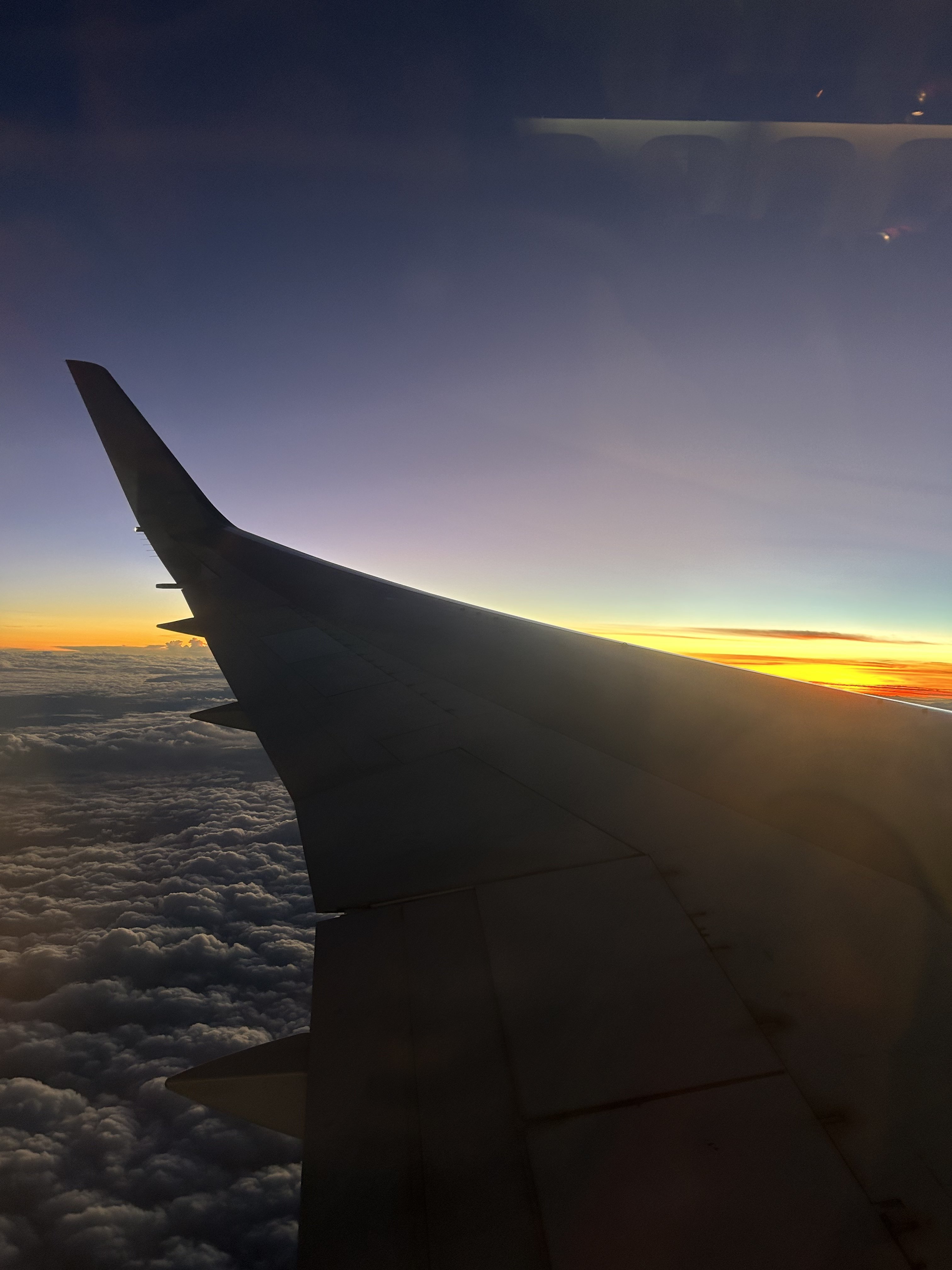 LATAM Boeing 767 night wingview over South America