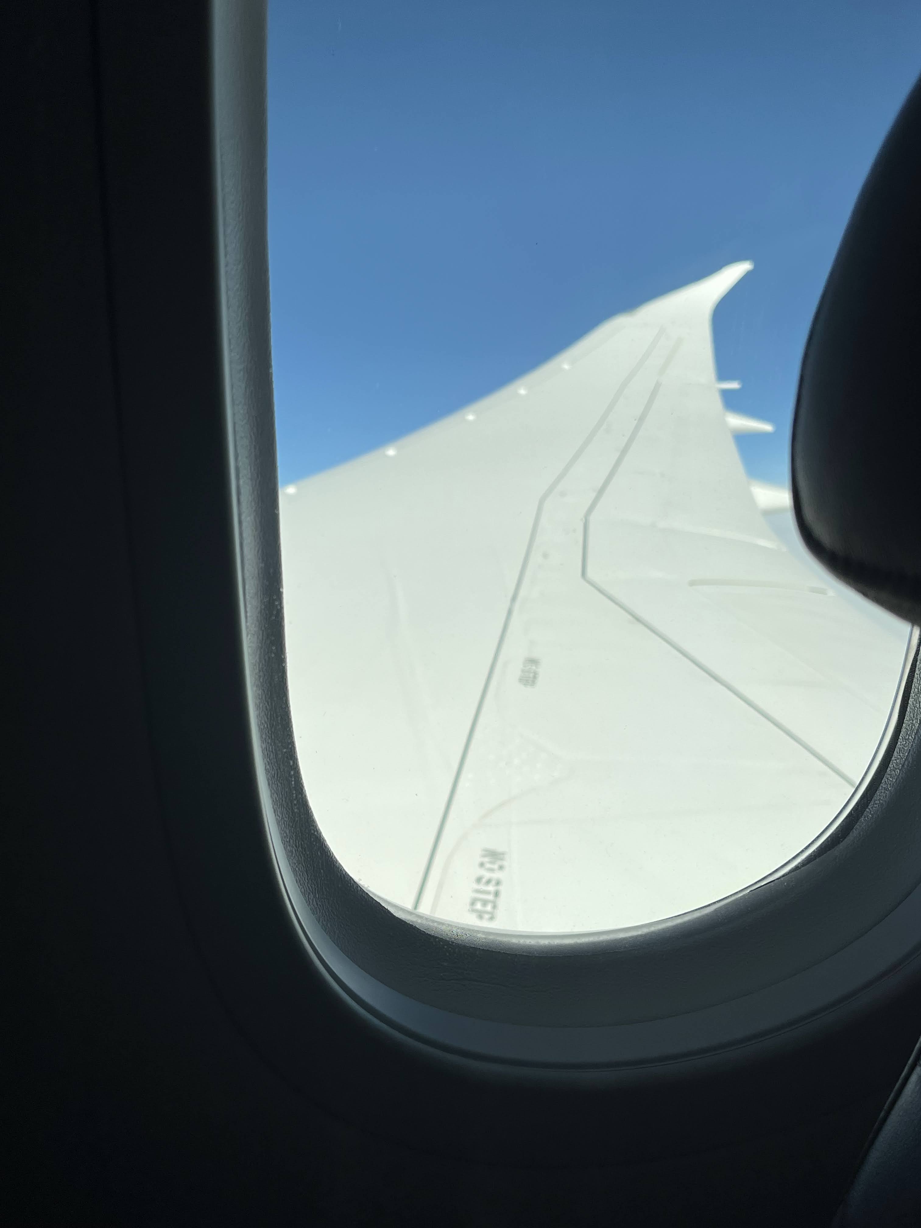 Norse Boeing 787 wingview over the Atlantic on flight from London Gatwick to JFK